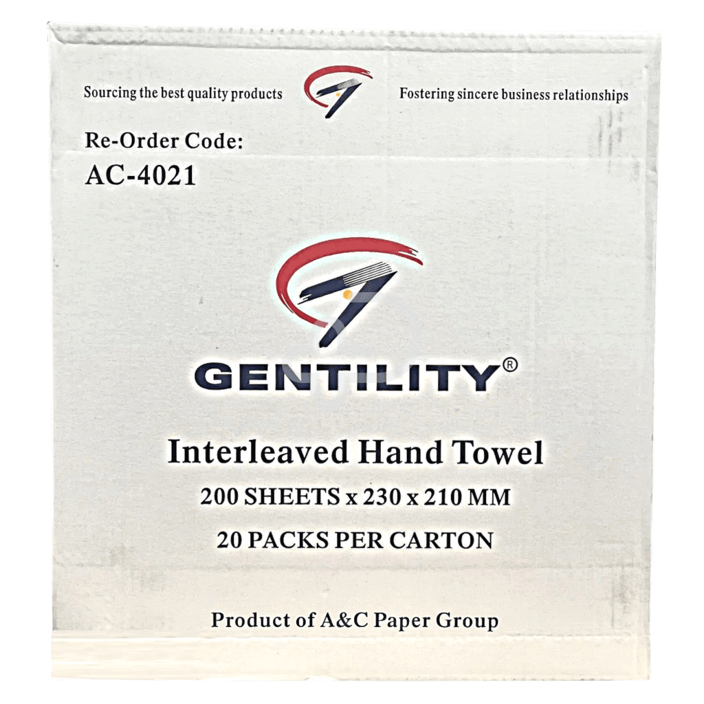 Gentility Slimline Interleaved Hand Towel 200 Sheets 1ply 21 X 23cm 4006