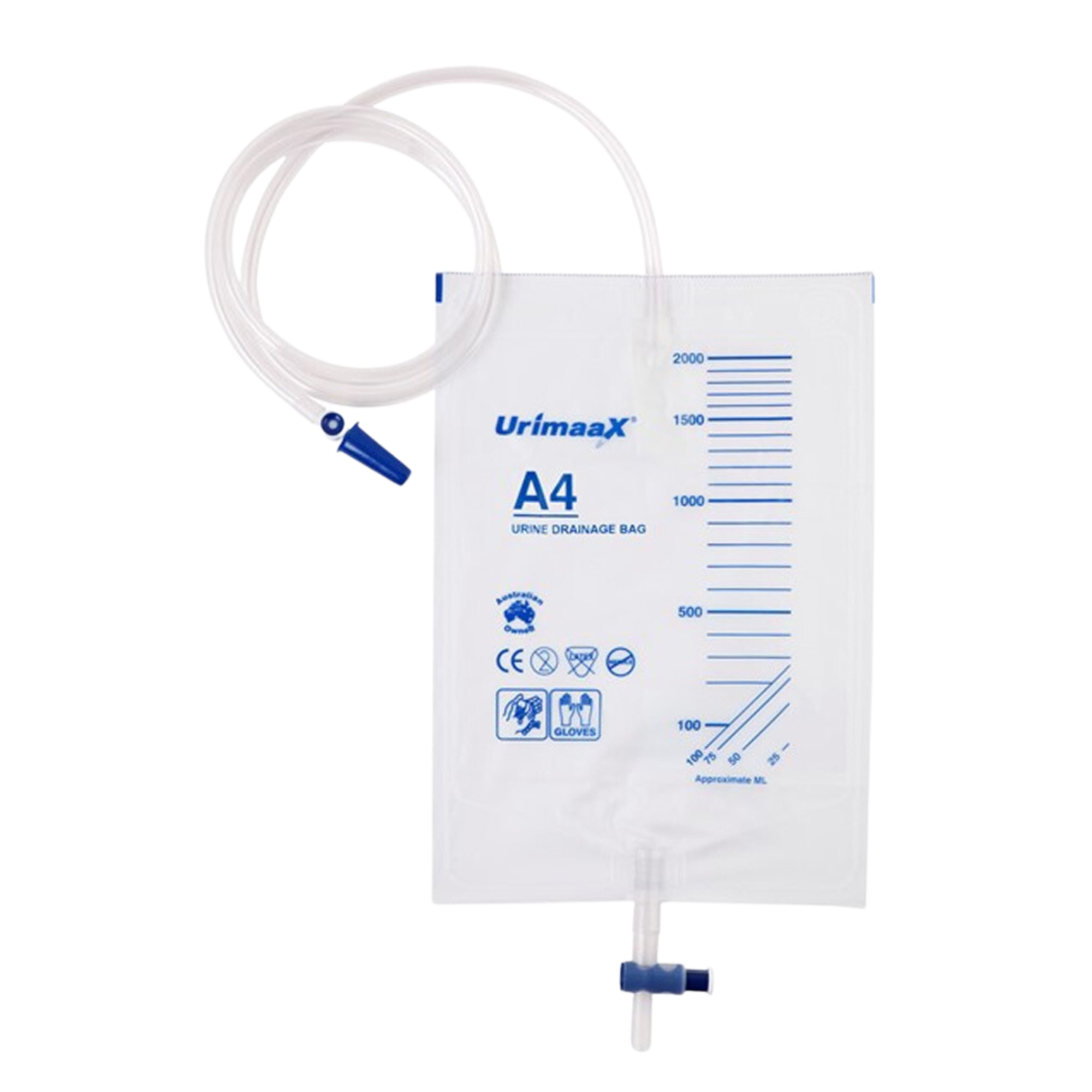 Urimaax Drainage Bag Closed System A4-2000Ml Sterile Each Waste Disposal