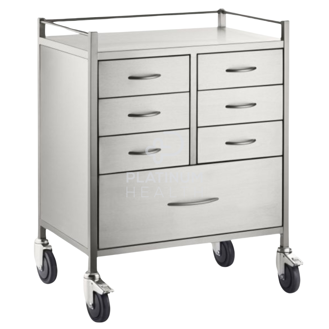 Stainless Steel Resuscitation Trolley Seven Drawer