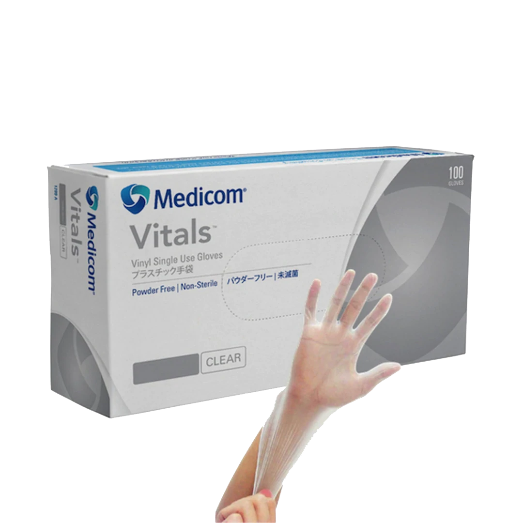 Medicom Vinyl Clear Powder Free Gloves