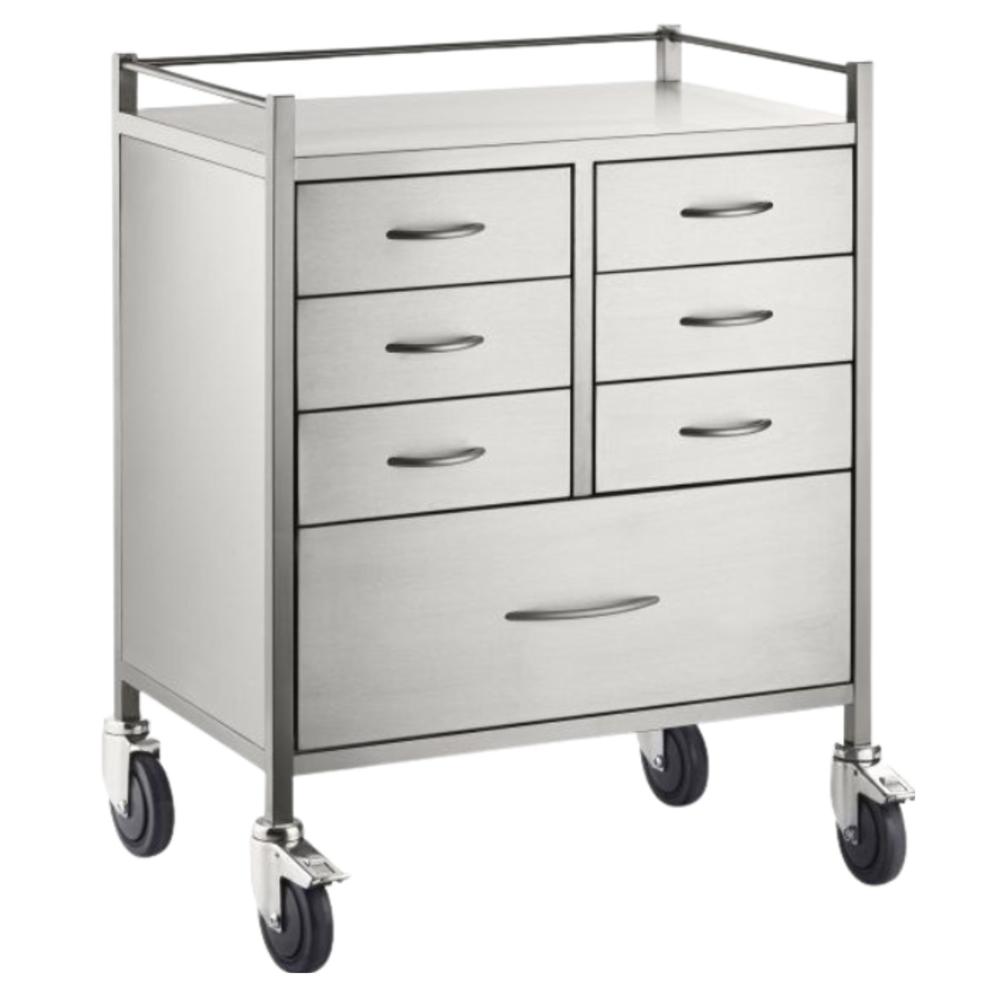 Stainless Steel Resuscitation Trolley Seven Drawer
