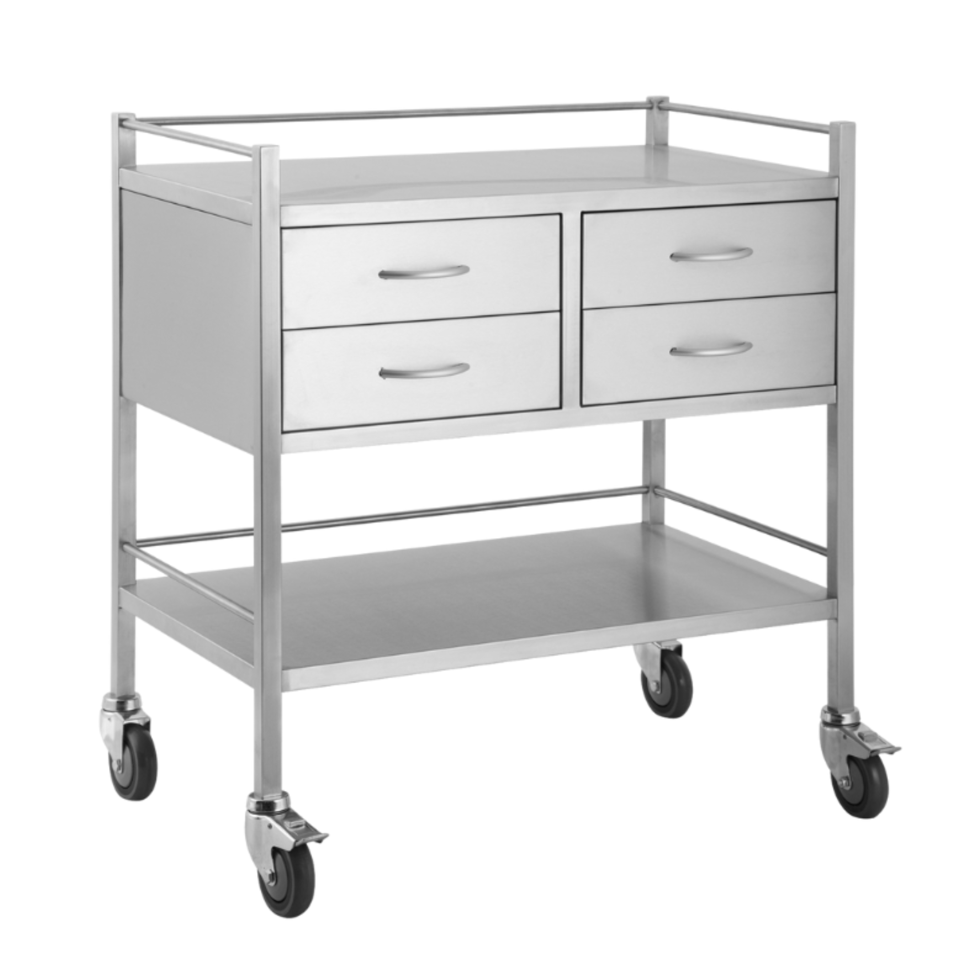 Stainless Steel Double Trolley Four Drawer Two Over Two