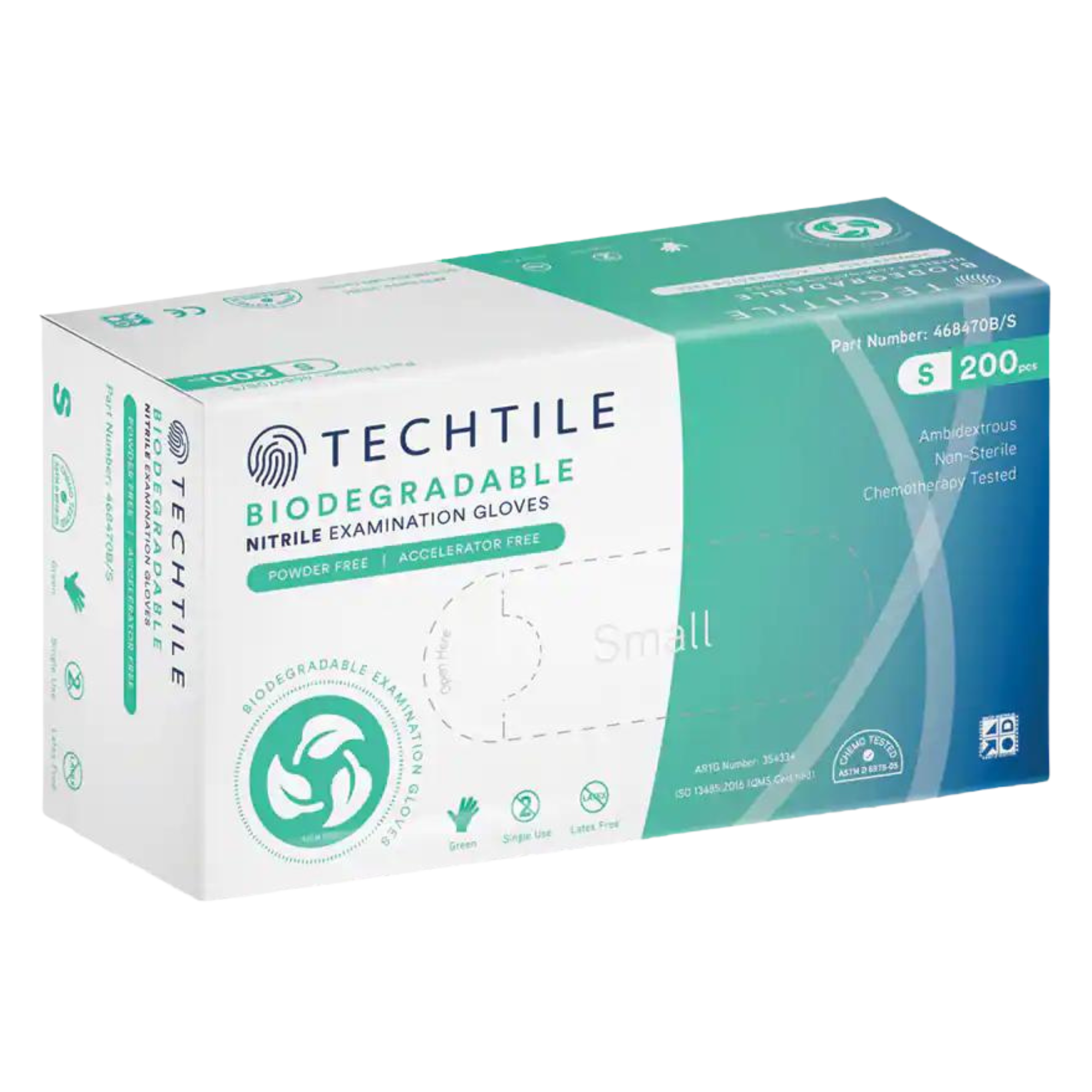 Techtile Nitrile Gloves Biodegradable Green Large / 200 Units Per Box Examination