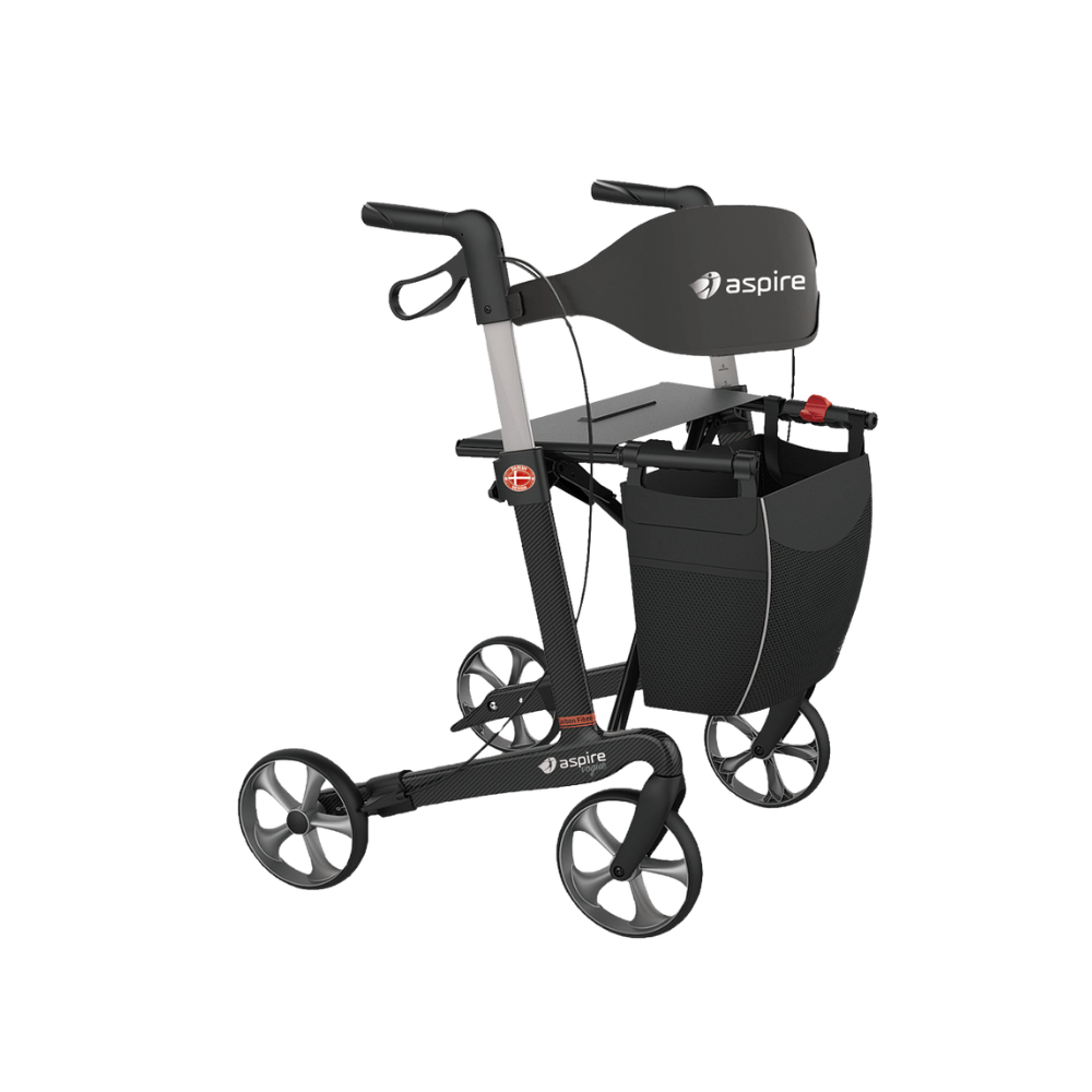 Aspire Vogue Carbon Fibre Seat Walker/Rollator Medium Black