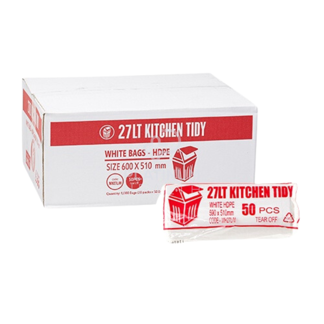 Kitchen Tidy Med 27Lt White Bin Liners